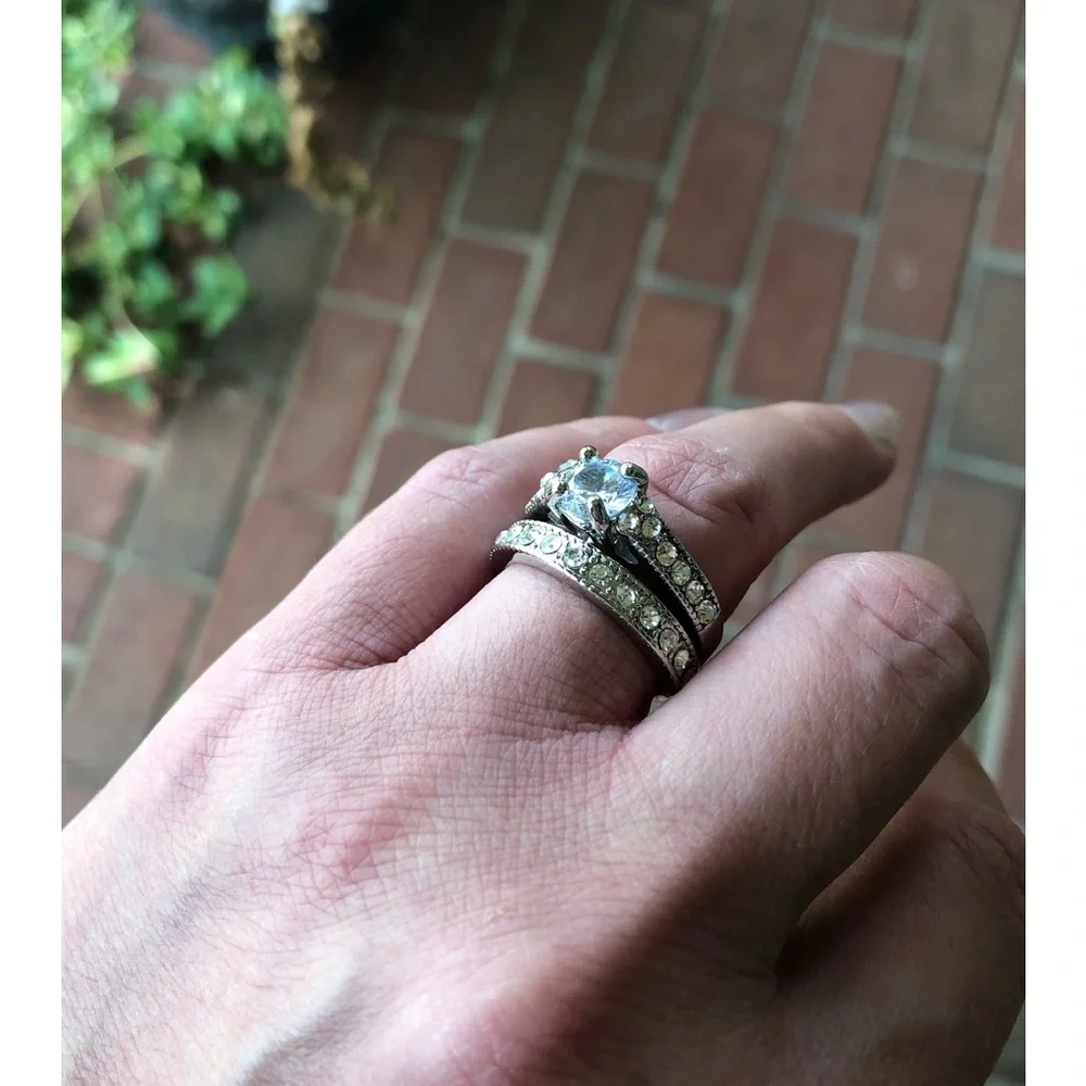 Bridal Set; Anniversary Set; Cubic Zirconium; Size 6 & Size 8 Available - Picture 10 of 11